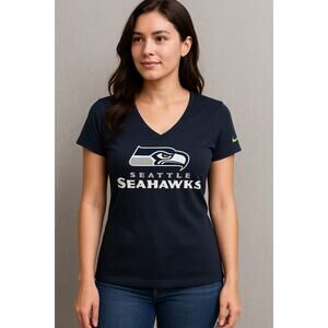 Nike Dri-Fit Seattle Seahawks V-Neck T-Shirt Women’s Medium Blue